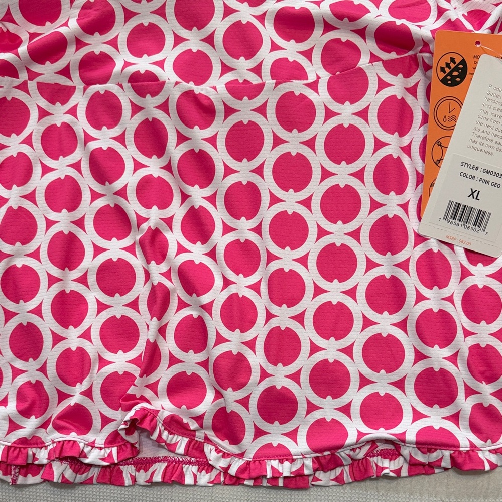 Gottex Pink and White Graphic Circle Print Skirt